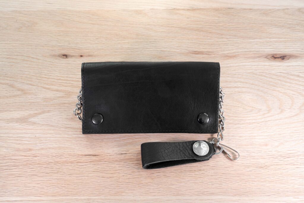 Mens Black Leather Chain Wallet - Made In Usa Mens Black Leather Chain Wallet - Made In Usa