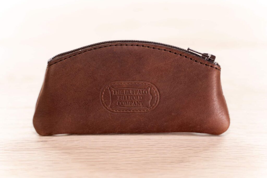 Brown Leather Coin Purse With Zipper - Made In Usa Brown Leather Coin Purse With Zipper - Made In Usa