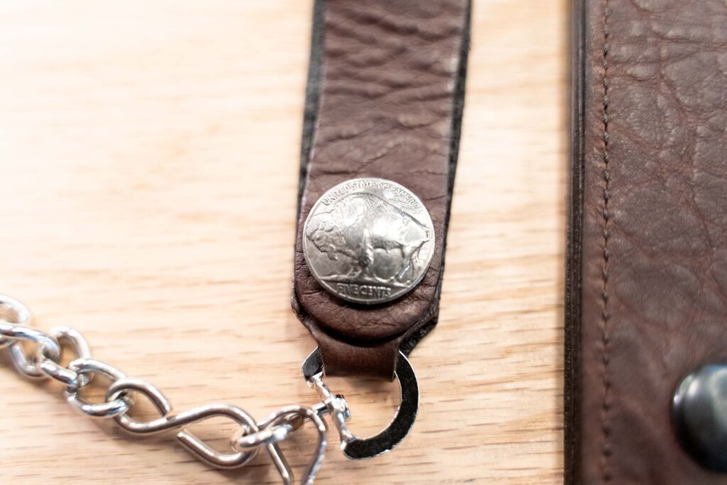 Brown Leather Belt Loop With Buffalo Nickel Brown Leather Belt Loop With Buffalo Nickel