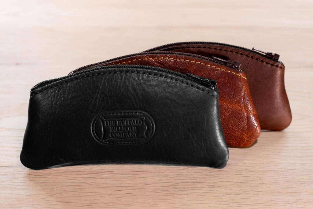 Black, Red, And Brown Leather Coin Purse With Zippers Black, Red, And Brown Leather Coin Purse With Zippers