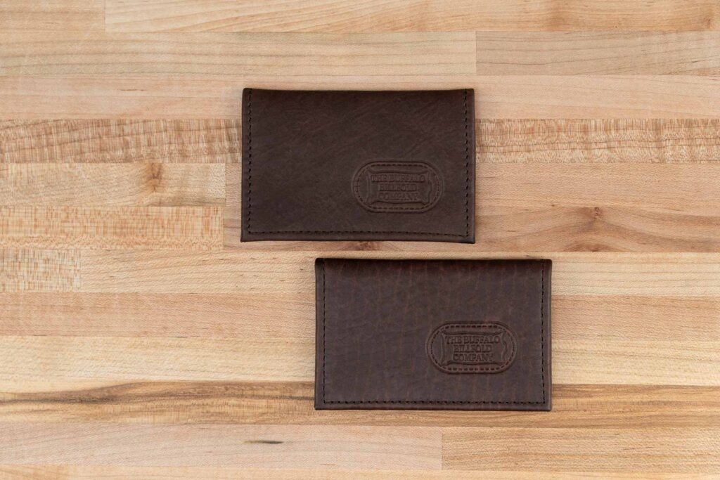 Leather Card Case - Brown Buffalo Leather - Made In Usa - Front