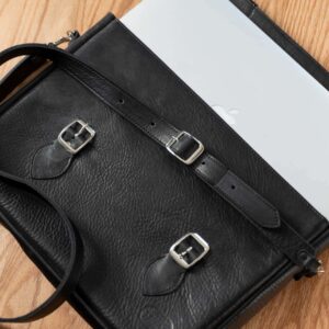 Leather Attache Case - Black - Fits 15 inch laptop