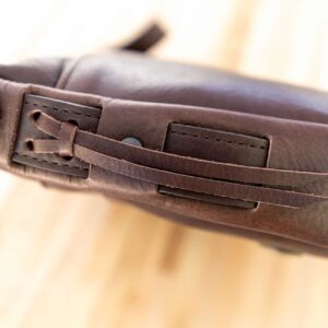 Brown Leather Lacing on the side of the Dakota Purse