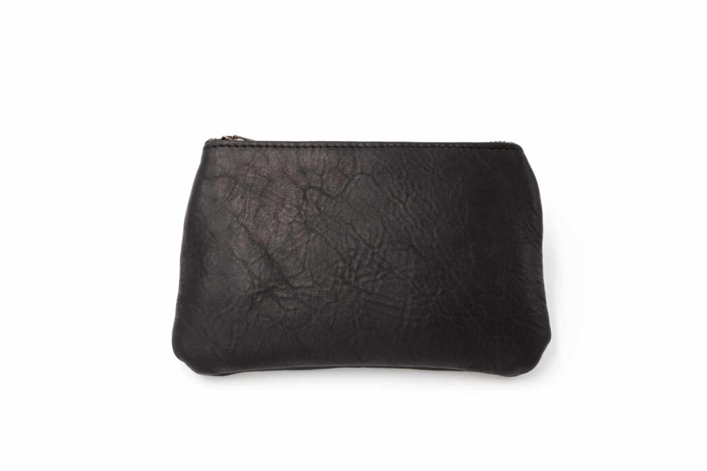 Black Clutch Purse Made With Full Grain Leather From American Bison Hides. Black Clutch Purse Made With Full Grain Leather From American Bison Hides.