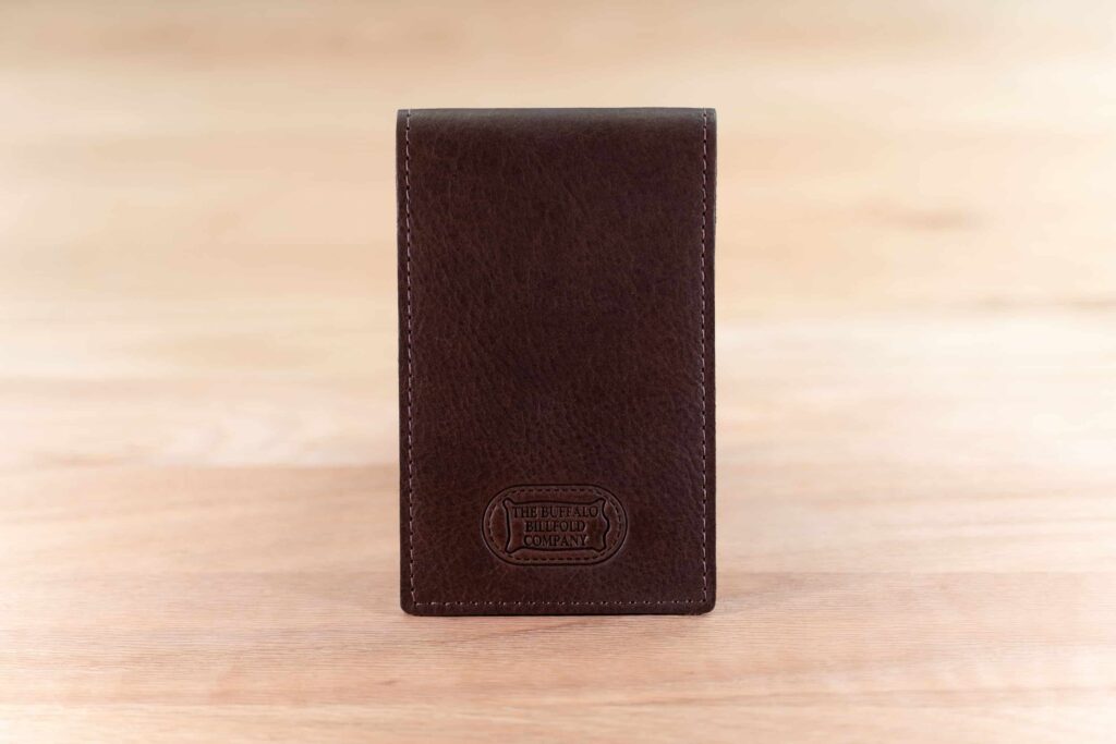 Brown Leather Pocket Notepad Holder - Flip Style