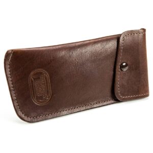 Mens Brown Leather Glasses Case - Bison Leather - Made in USA