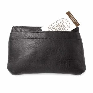Black Leather Clutch Purse with Brass Zipper - Made in USA