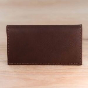 Back of the Brown Leather Checkbook Cover with Rattlesnake Inlay