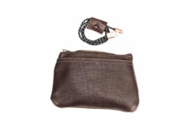 Leather Tech Pouch - Brown - Made In Usa - American Bison Leather - Buffalo Billfold Company