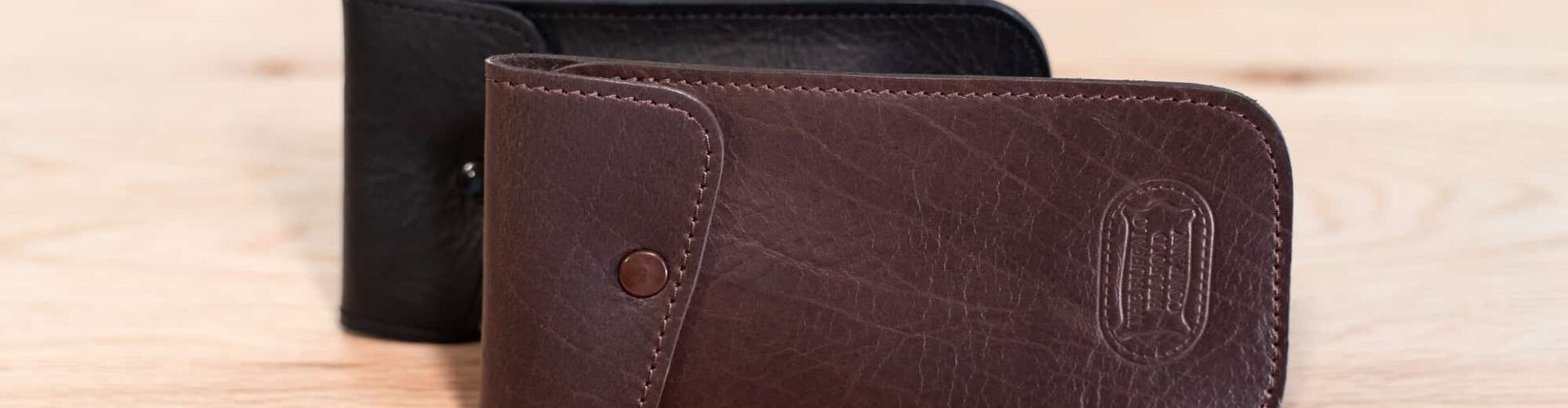 Bison Leather Glasses Case - Made in USA - Brown and Black