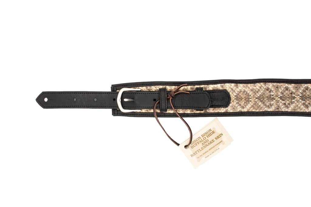 Rattlesnake Guitar Strap - Bison Leather - Black - Made In Usa - Buffalo Billfold Company Rattlesnake Guitar Strap - Bison Leather - Black - Made In Usa - Buffalo Billfold Company