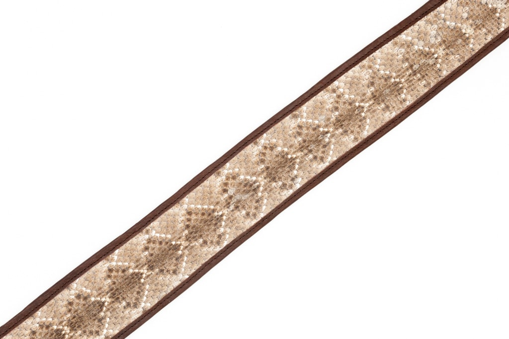 Rattlesnake Guitar Strap - Bison Leather - Brown - Made In Usa - Buffalo Billfold Company Rattlesnake Guitar Strap - Bison Leather - Brown - Made In Usa - Buffalo Billfold Company