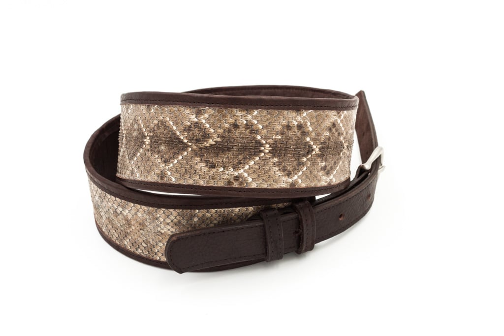 Rattlesnake Guitar Strap - Bison Leather - Brown - Made In Usa - Buffalo Billfold Company Rattlesnake Guitar Strap - Bison Leather - Brown - Made In Usa - Buffalo Billfold Company