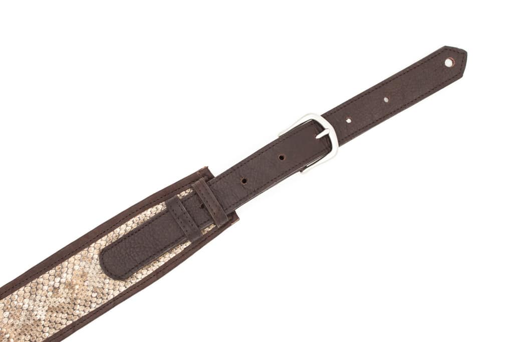 Rattlesnake Skin Guitar Strap - Bison Leather - Brown - Made In Usa - Buffalo Billfold Company Rattlesnake Skin Guitar Strap - Bison Leather - Brown - Made In Usa - Buffalo Billfold Company