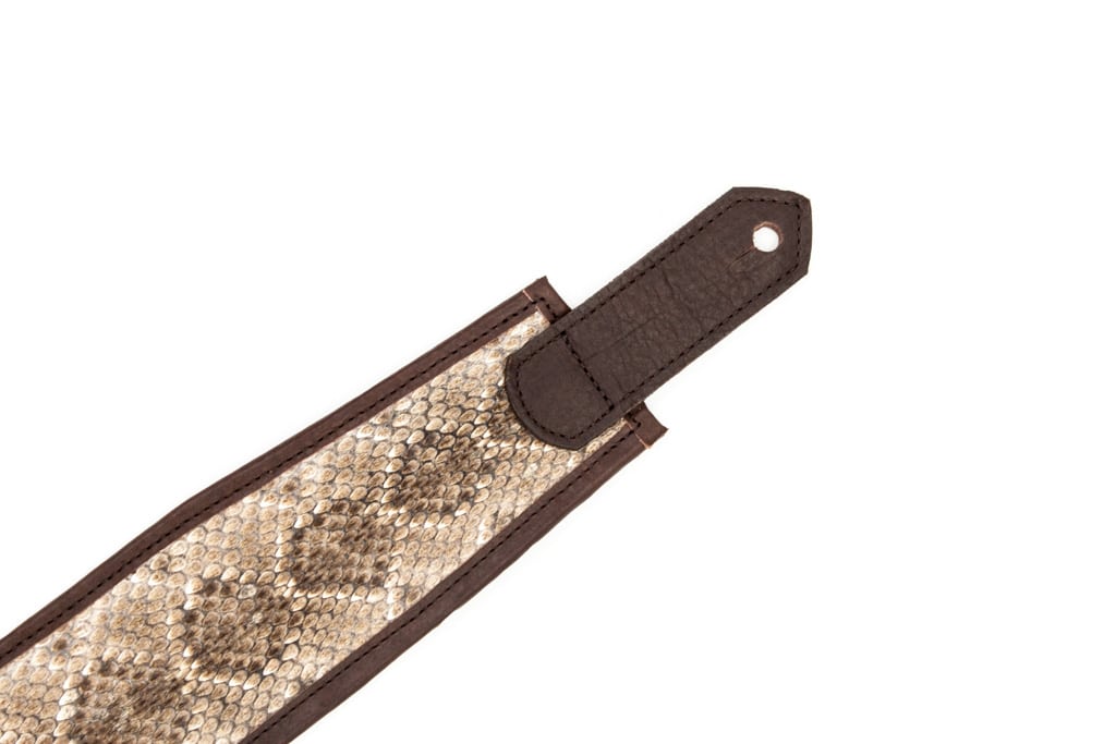 Snake Skin Guitar Strap - Bison Leather - Brown - Made In Usa - Buffalo Billfold Company Snake Skin Guitar Strap - Bison Leather - Brown - Made In Usa - Buffalo Billfold Company