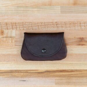 Mens Coin Purse - Brown Leather - Button