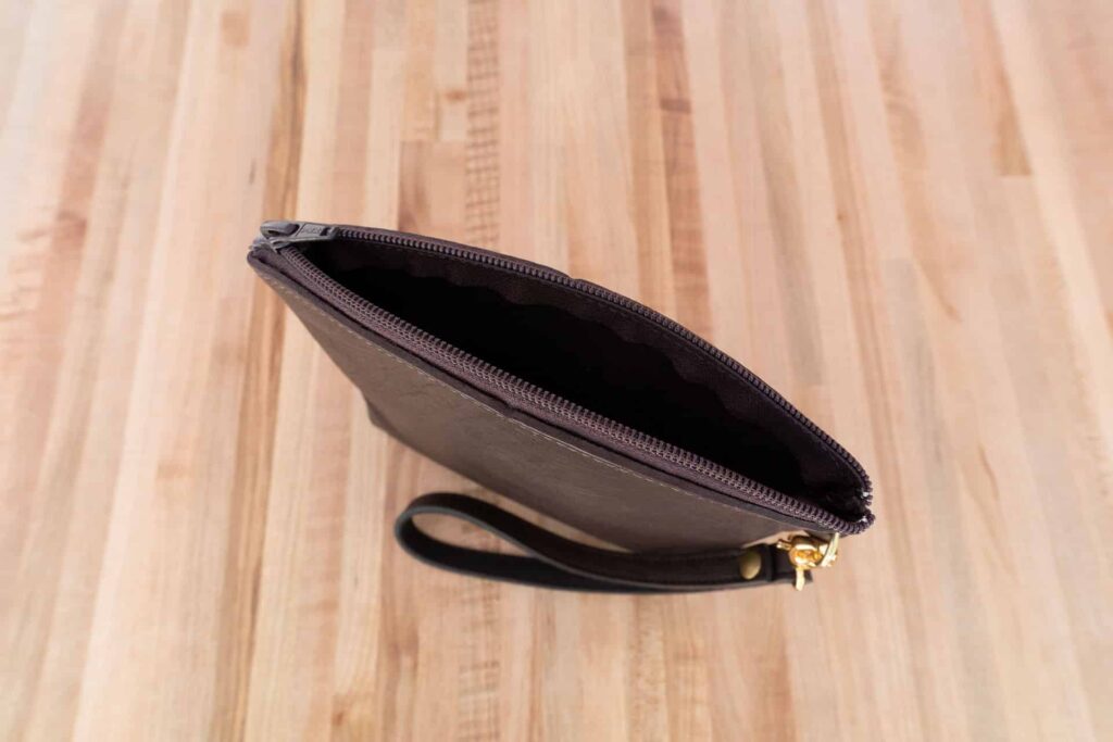Brown Buffalo Leather Wristlet Pouch - Inside - Made In Usa Brown Buffalo Leather Wristlet Pouch - Inside - Made In Usa