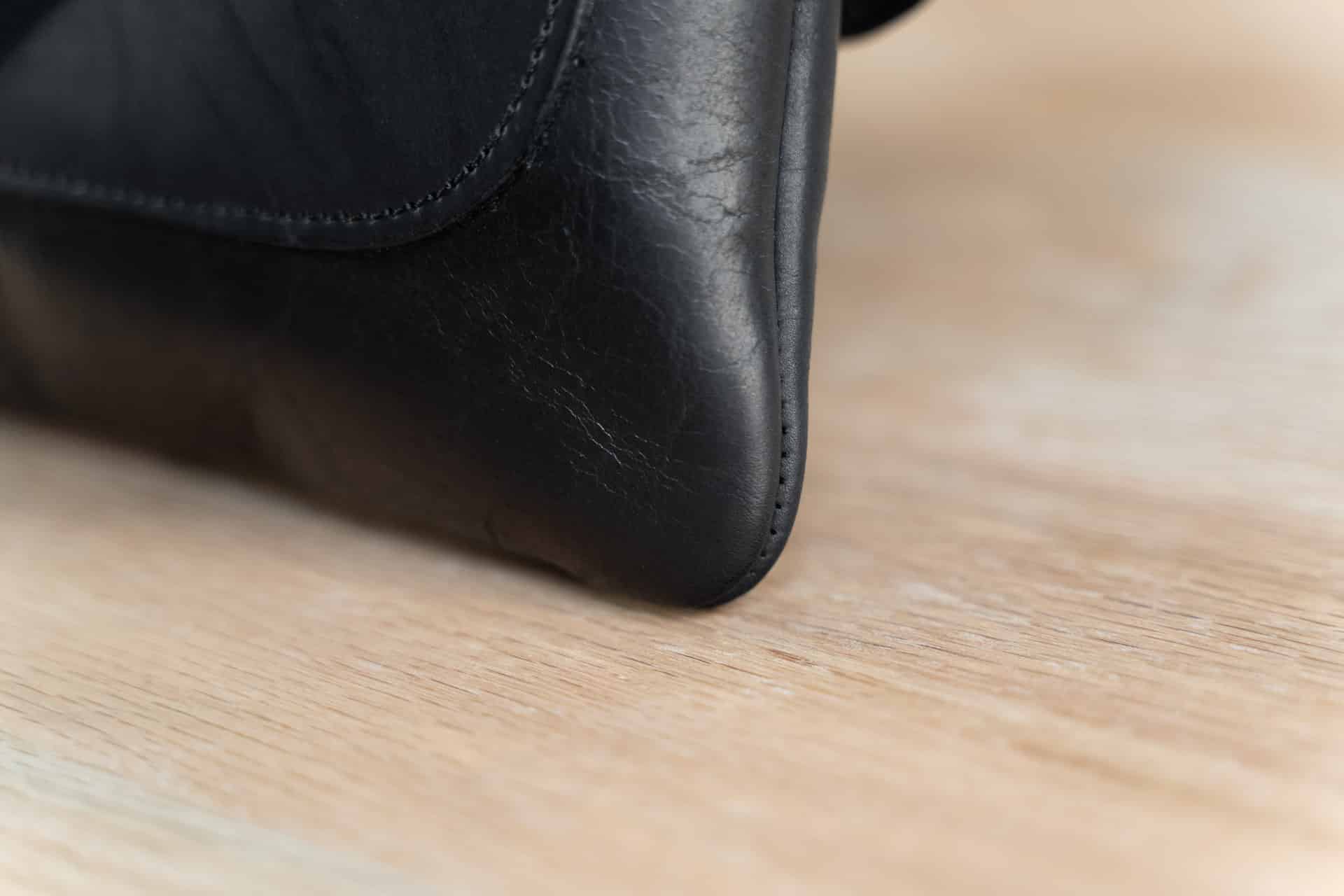 Black-Handmade-Leather-Purse-Made-Usa Native American Four Corners Emblem On Our Bison Leather Purse - Image 3