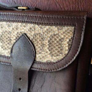 Mens Leather Attache Briefcase - Prairie Rattlesnake - Made in USA