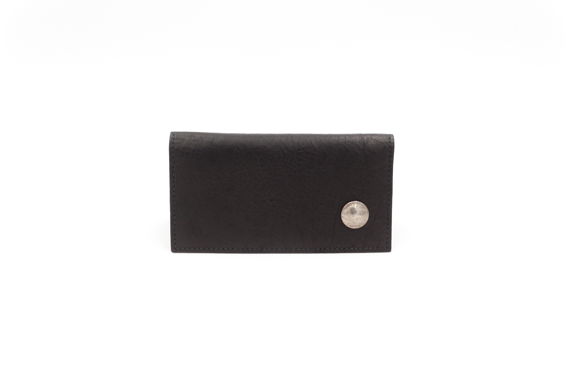 Black-Buffalo-Checkbook-Cover-Nickel Handmade Leather Checkbook Cover With Buffalo Nickel