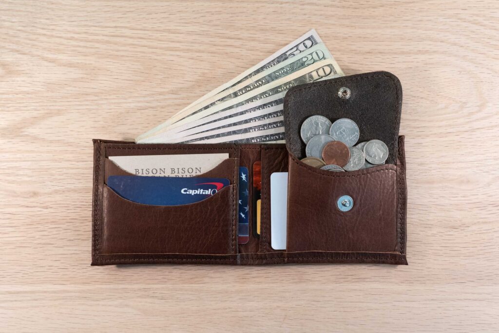 Mens Leather Bifold Wallet With Coin Pocket Holding Coins