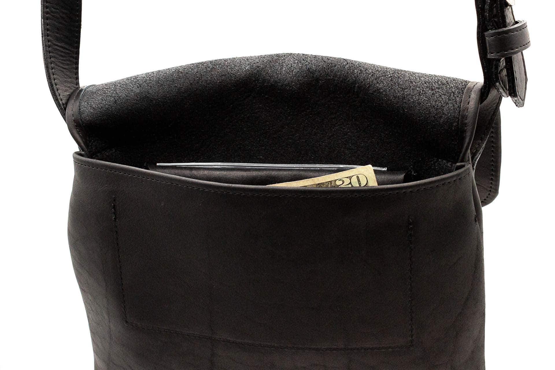 Black Leather Purse - Silver Dollar - Back Black Leather Purse - Silver Dollar - Back