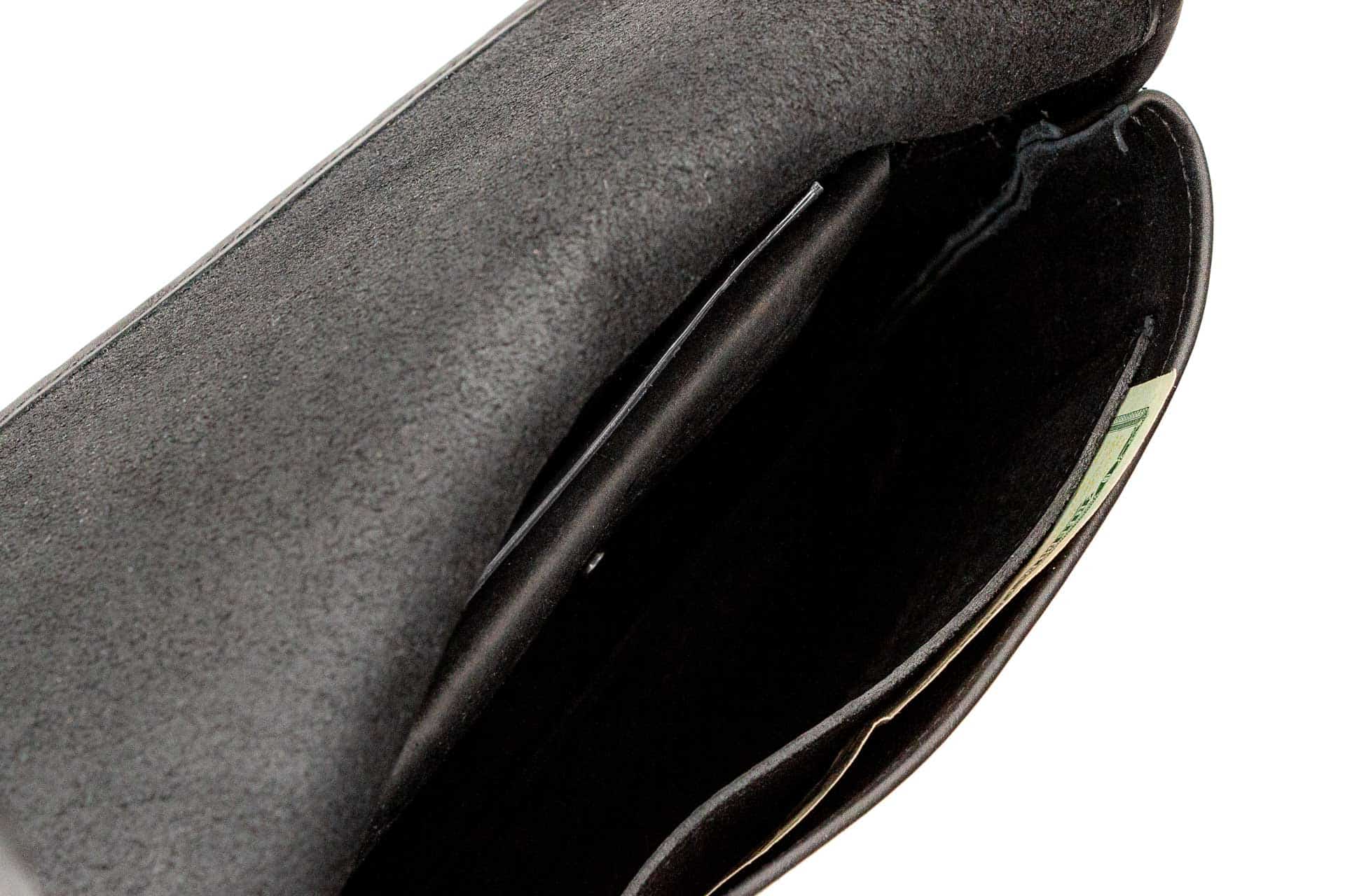 Black Leather Purse - Silver Dollar - Back Black Leather Purse - Silver Dollar - Back