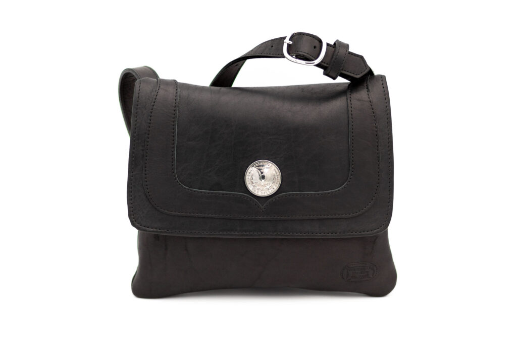Black Leather Trim Style Purse - Silver Dollar - Made In Usa Black Leather Trim Style Purse - Silver Dollar - Made In Usa