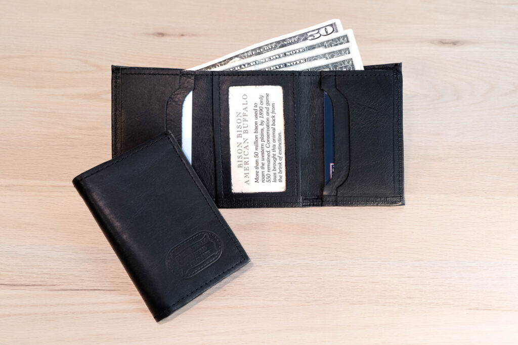 Mens Black Leather Trifold Wallet - Made In Usa Mens Black Leather Trifold Wallet - Made In Usa
