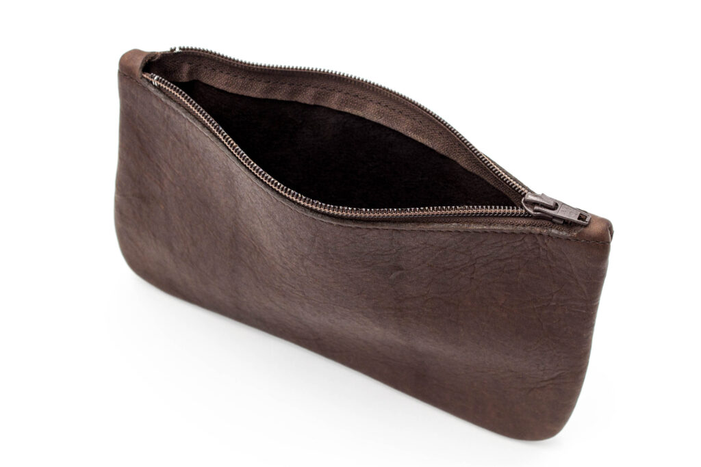 Inside Of Leather Zipper Pouch - 10.5 Inches Wide Inside Of Leather Zipper Pouch - 10.5 Inches Wide