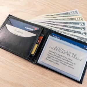 RFID Blocking Mens Leather Wallet - Black - Made in USA