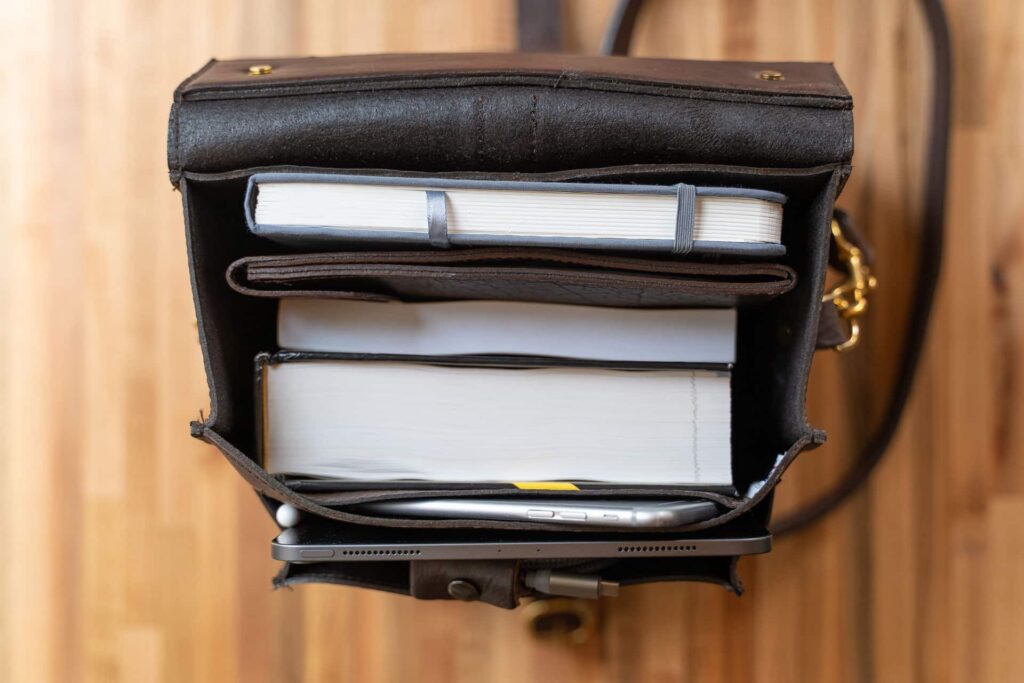 Leather Expedition Bag Filled With Gear Leather Expedition Bag Filled With Gear
