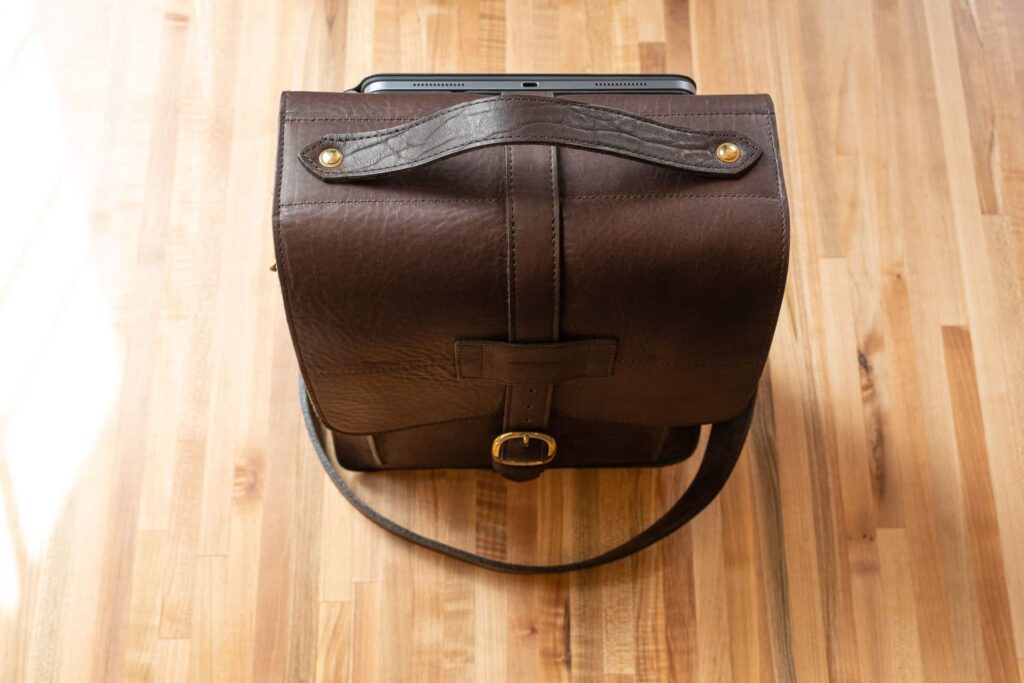 Leather Handle Secured To This Mens Leather Satchel Leather Handle Secured To This Mens Leather Satchel