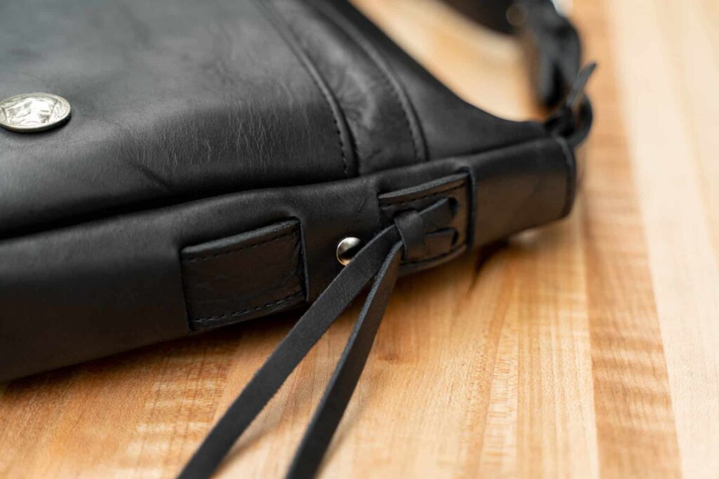 Dakota Purse - Buffalo Leather - Black - Made In Usa - Leather Lacing Dakota Purse - Buffalo Leather - Black - Made In Usa - Leather Lacing