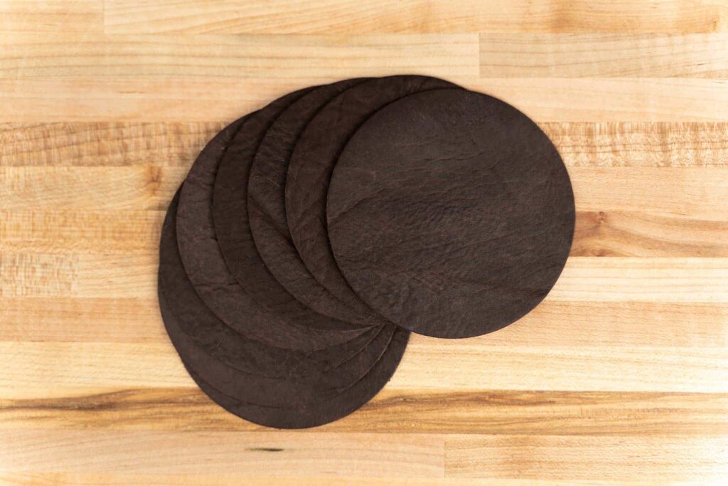 Round Leather Coasters - Handmade - Made In Usa Round Leather Coasters - Handmade - Made In Usa