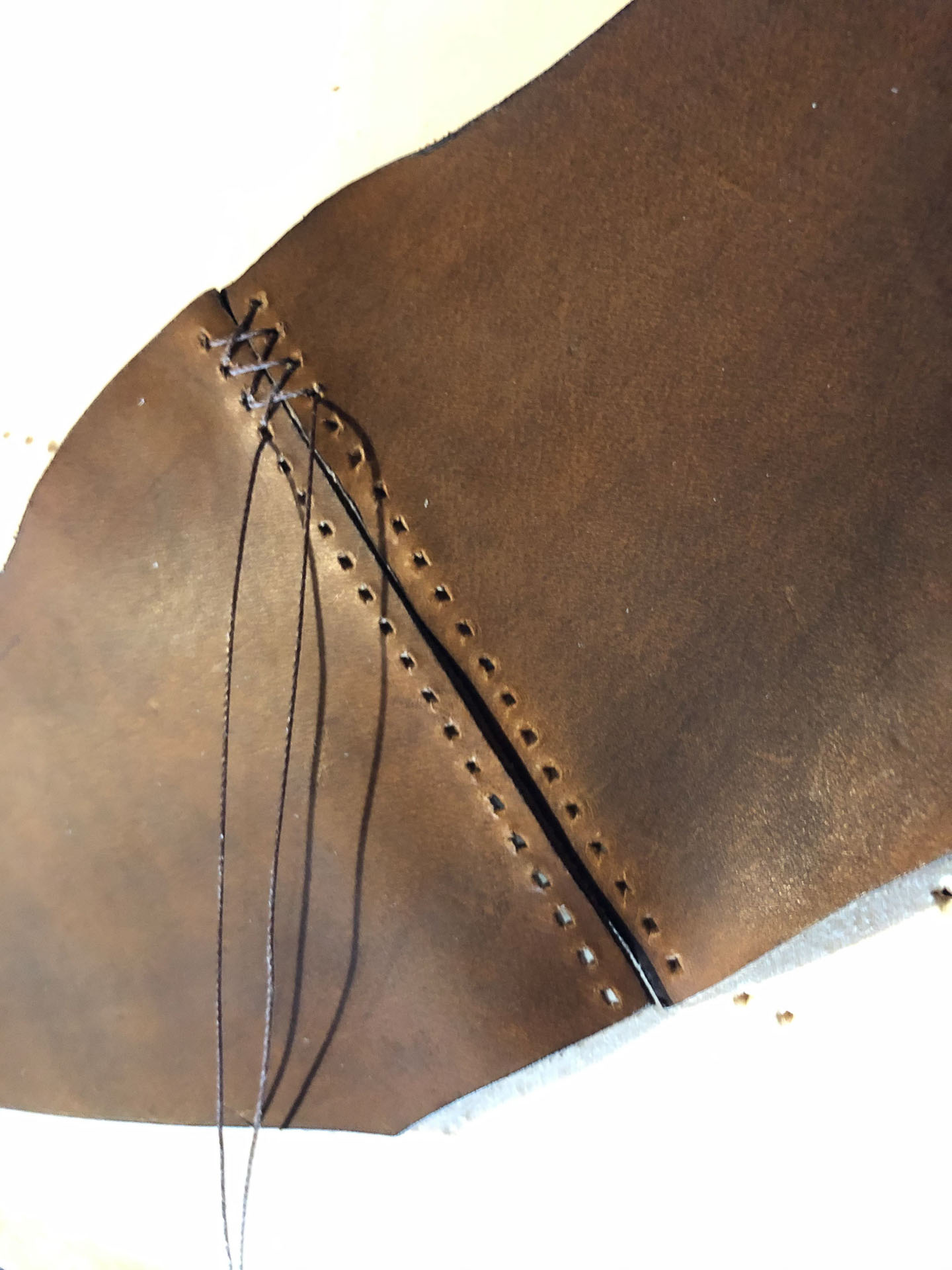 Stitching-Leather-Armor-Face-Guard How To Make Leather Armor