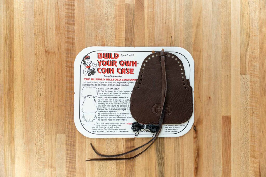 Leather Coin Pouch Kit - DIY Coin Case - Brown