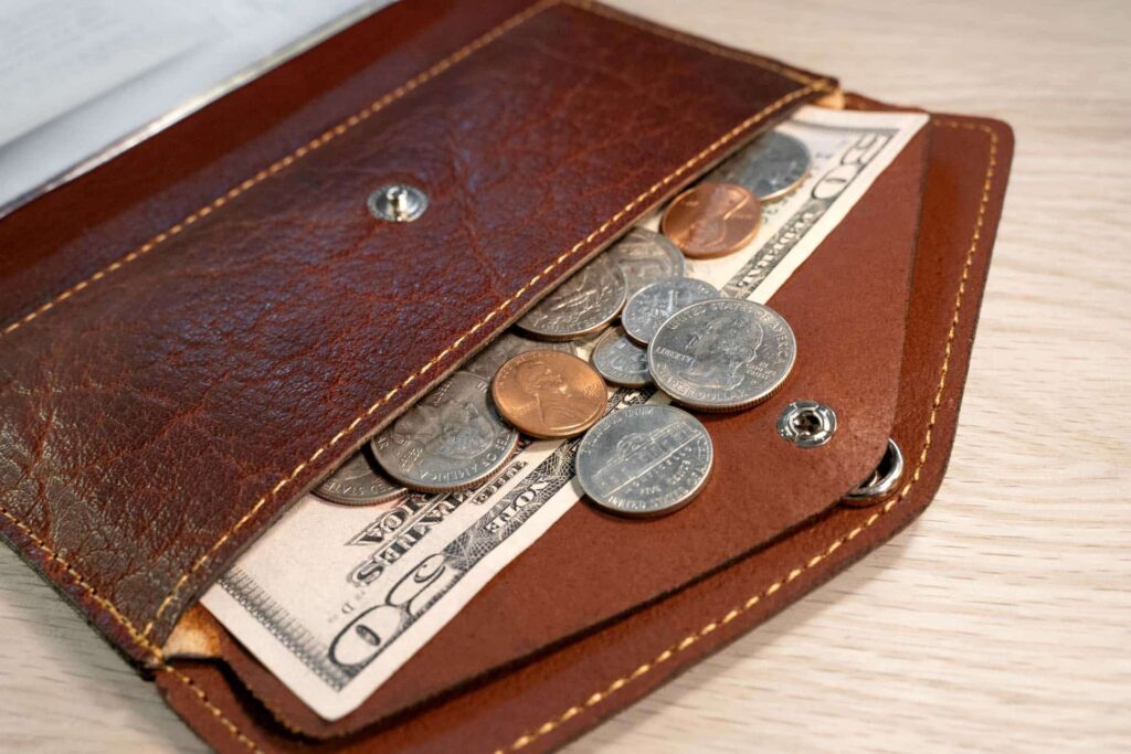 Coin Purse On The Red Leather Envelope Clutch Wallet Red Leather Envelope Clutch Wallet - Coin Purse