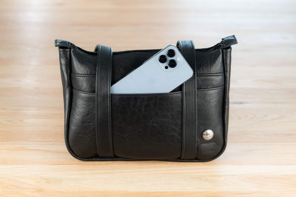 Black Bison Leather Shoulder Bag Black Bison Leather Shoulder Bag