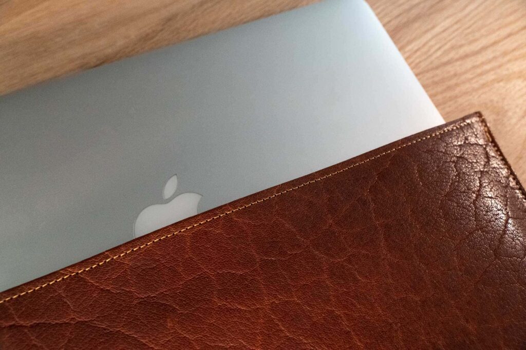 Leather Laptop Sleeve - American Bison Leather Leather Laptop Sleeve - American Bison Leather