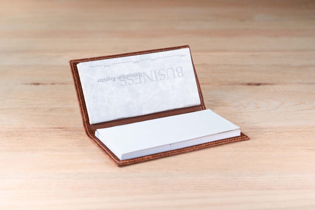 Check Register Inside The Shrunken Bison Leather Checkbook Cover Check Register Inside The Shrunken Bison Leather Checkbook Cover