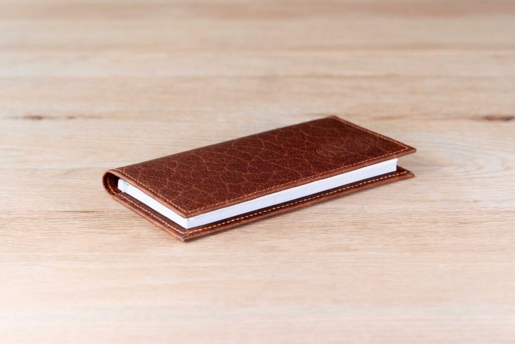 Profile View - Shrunken Bison Leather Checkbook Cover Profile View - Shrunken Bison Leather Checkbook Cover