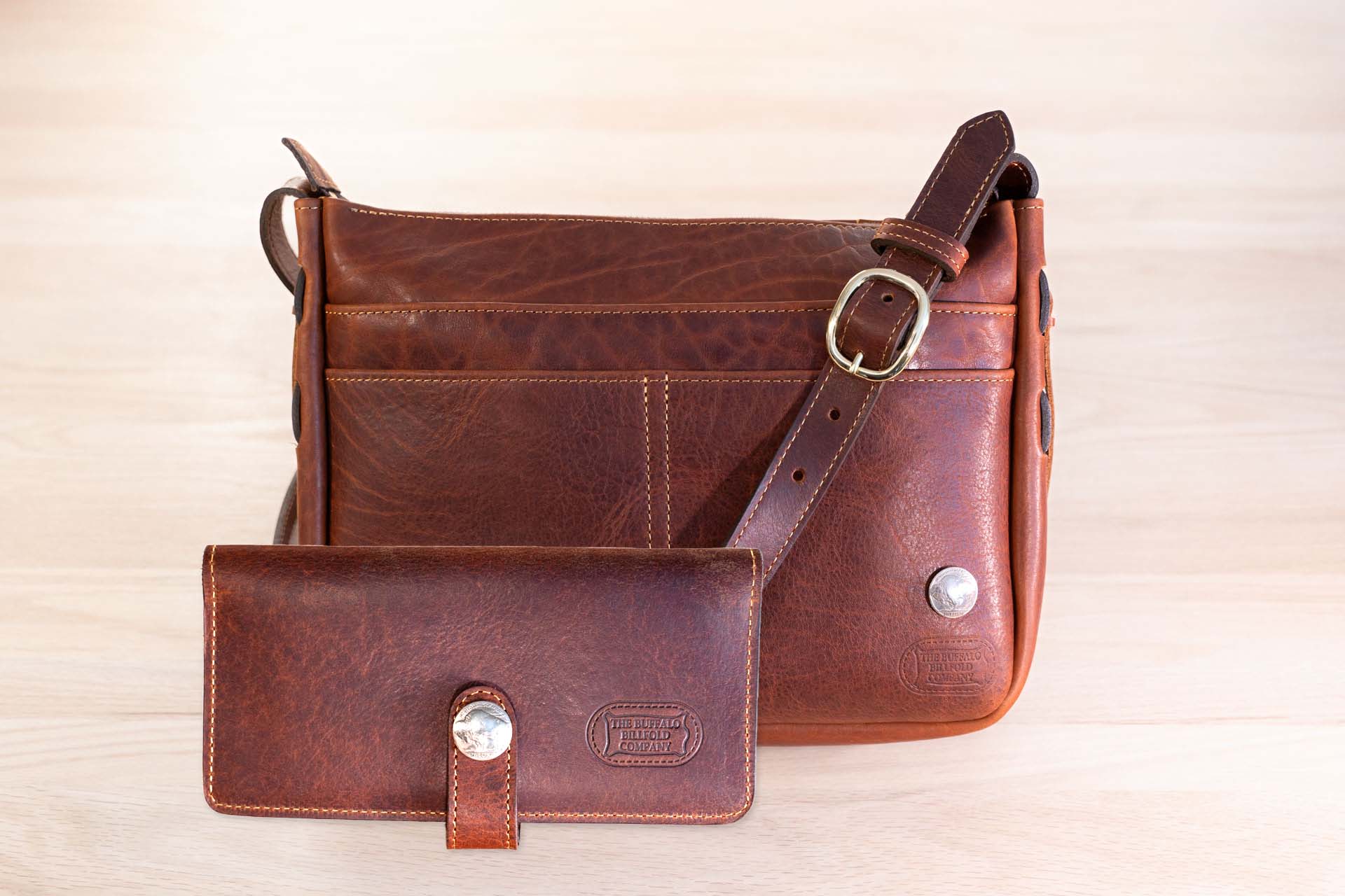 Dakota Leather Purse And Wallet Set - American Chestnut Leather - Made In Usa Dakota Leather Purse And Wallet Set - American Chestnut Leather - Made In Usa