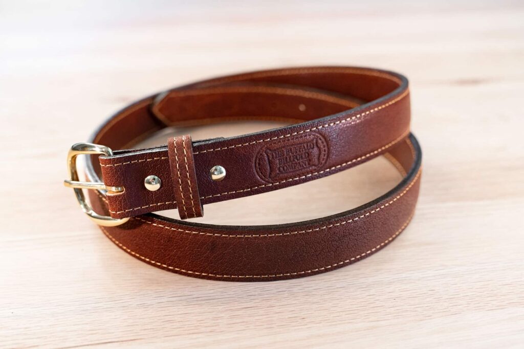 Belt Made With Red Shrunken Full Grain Bison Leather Belt Made With Red Shrunken Full Grain Bison Leather