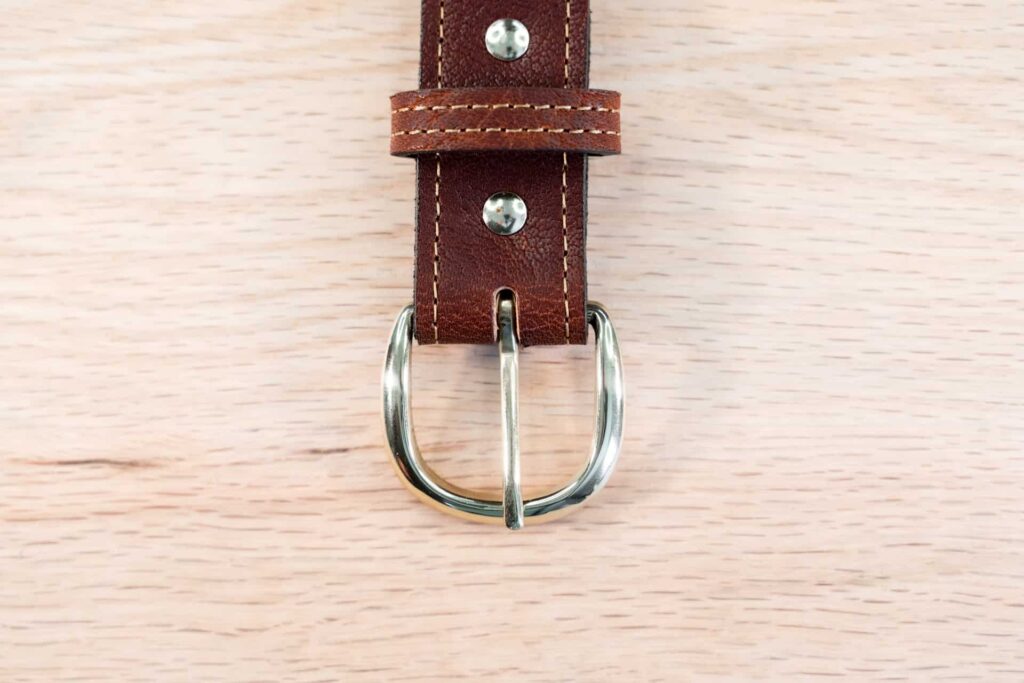 Brass Rivets On Mens Red Leather Belt