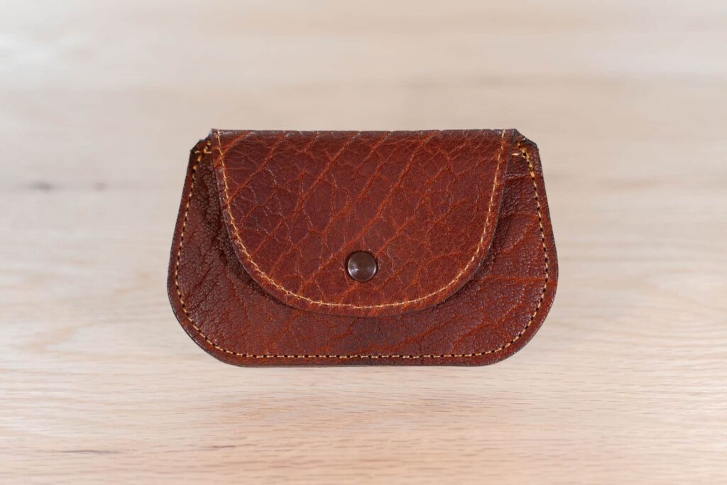Women'S Minimalist Wallet - Red Shrunken Bison Leather Women'S Minimalist Wallet - Red Shrunken Bison Leather