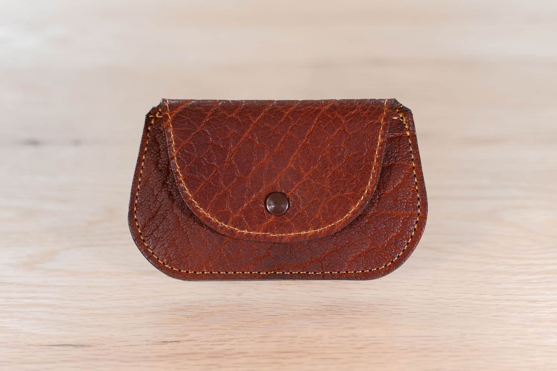 Women'S Minimalist Wallet - Red Shrunken Bison Leather Women'S Minimalist Wallet - Red Shrunken Bison Leather