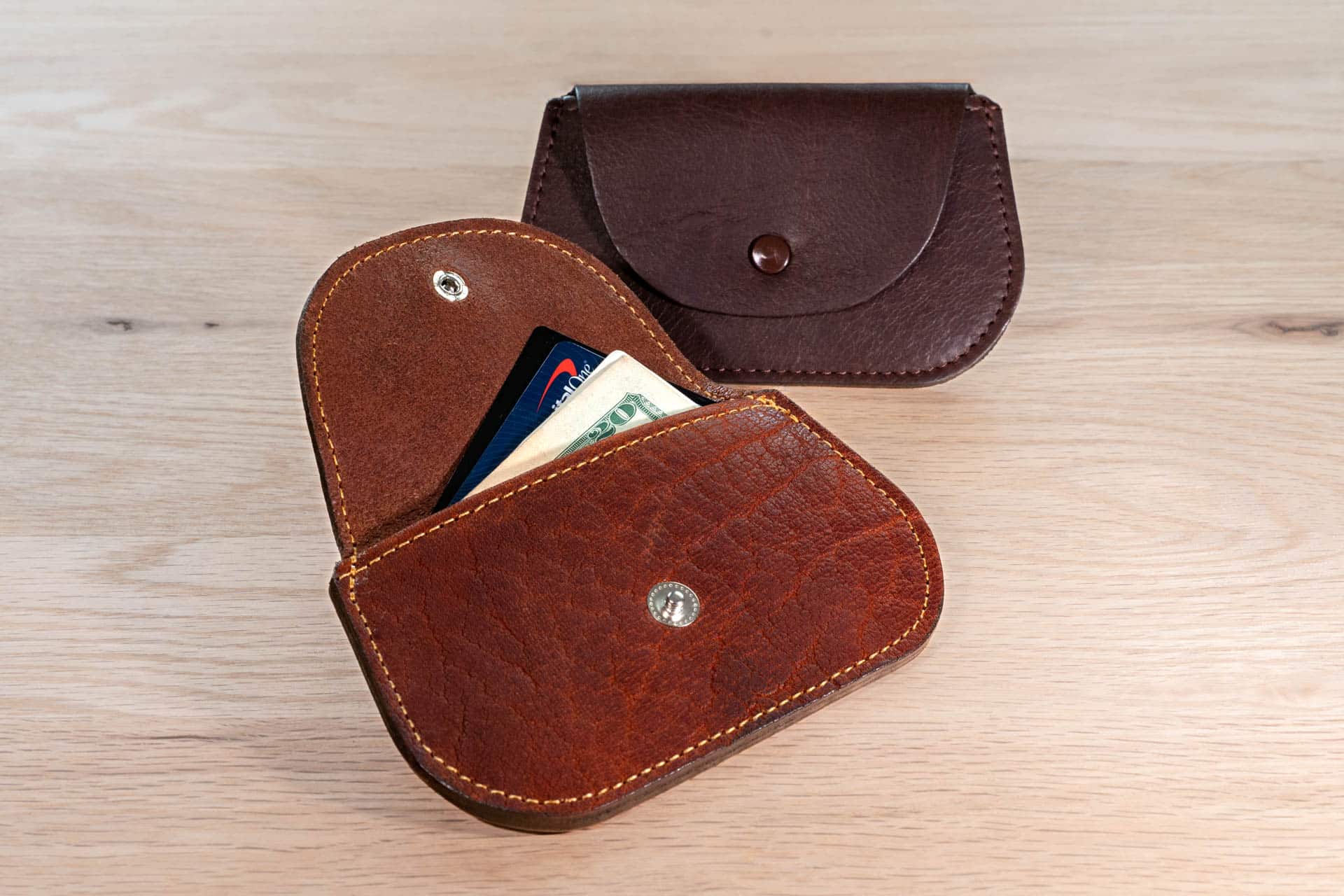 Womens Minimalist Wallet In Red And Brown Leather Womens Minimalist Wallet In Red And Brown Leather