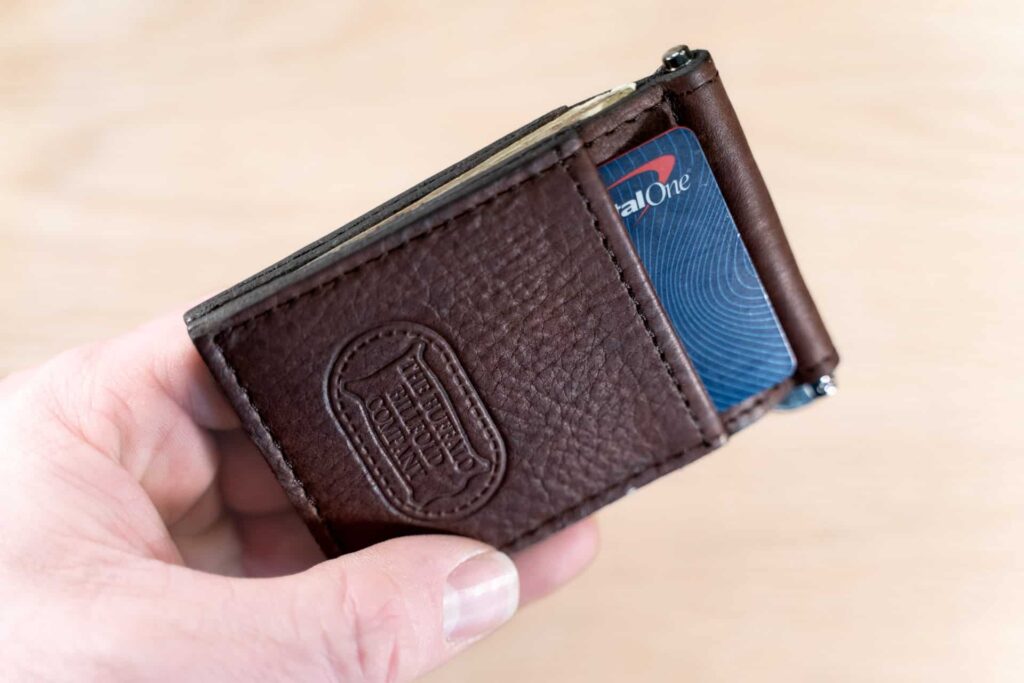 Slim Leather Money Clip Wallet - Brown - Made in USA Slim Leather Money Clip Wallet - Brown - Made in USA