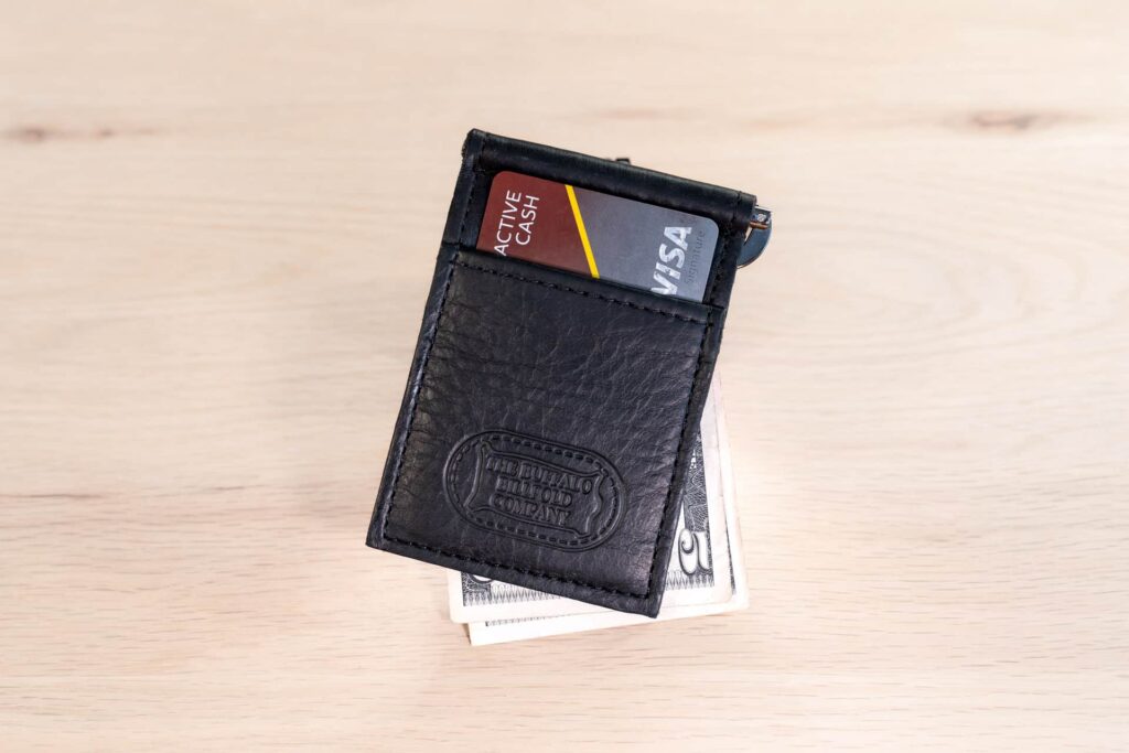 Black Leather Money Clip Wallet Made In Usa Black Leather Money Clip Wallet - Made In Usa